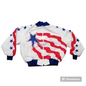 Vintage Great Threads Stars And Stripes Windbreaker Jacket Size XL Made In USA.